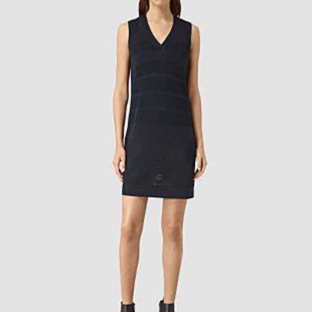 All Saints fix mesh dress black sleeveless cotton‎ linen size US 6